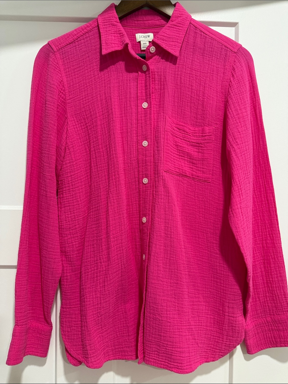 J. Crew Women’s Hot Pink Textured Button-Down Shirt